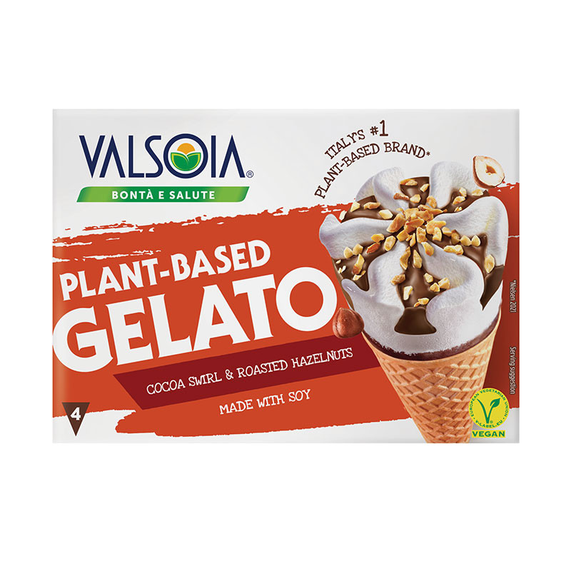 glace valsoia vegan cones chocolat noisettes x4