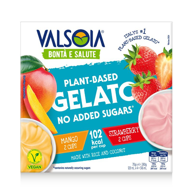 mini pot glace vegan valsoia fraise mangue x4
