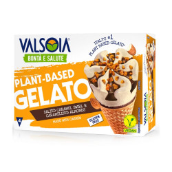 Cônes Glacés Vegan - Caramel Salé Éclats d’Amandes - x4 Valsoia